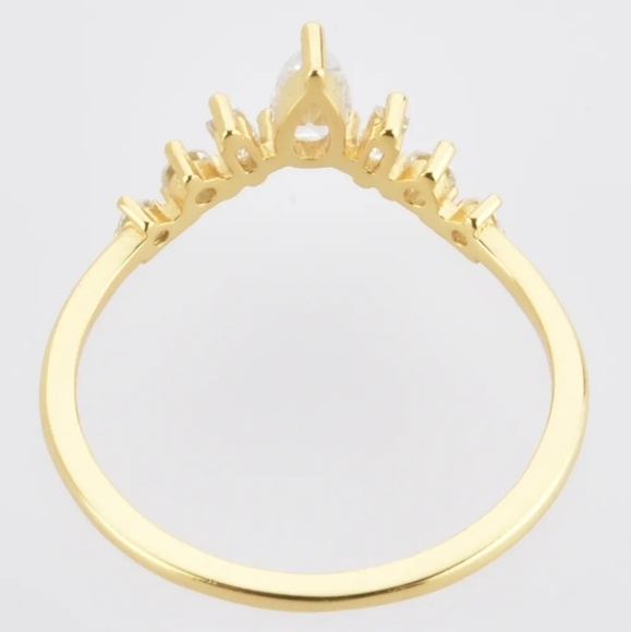 18K Gold Plated Sterling Silver Zircon Crown Ring Size 6 Size 7 Size 8 - Picture 3 of 5